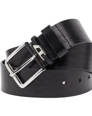 DIESEL 4 Cm Crinkle Leather Belt - Black
