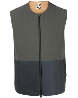 GR10K Zip-Up Collarless Gilet - Gray
