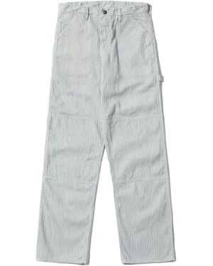 Sugar Cane Jeans Fiction Romance Striped Straight-Leg Work Pants - Gray