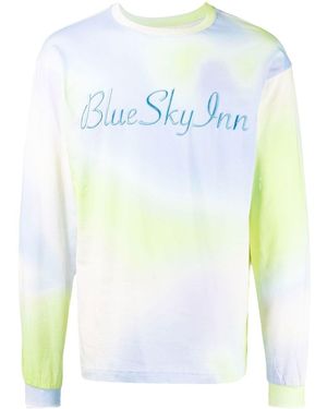 BLUE SKY INN Tie-Dye Embroidered-Logo T-Shirt - Blue