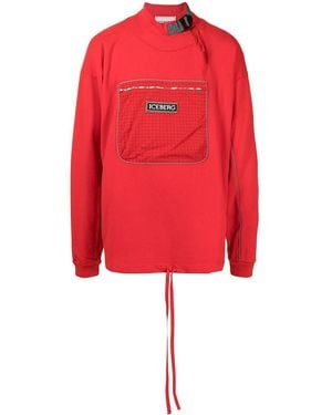 Iceberg Logo-Patch Cotton Sweatshirt - Red