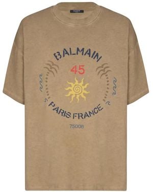 Balmain Crew-Neck Short-Sleeve T-Shirt - Natural