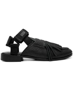 BED j.w. FORD Loafer-Style Suede Sandals - Black