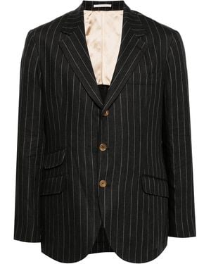 Brunello Cucinelli Pinstripe Virgin Wool Blazer - Black