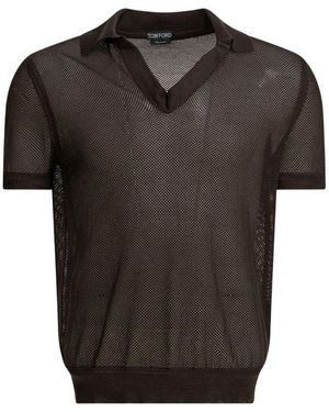 Tom Ford Mesh-Knit Buttonless Shirt - Black