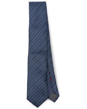 Brunello Cucinelli Striped Silk Tie - Blue