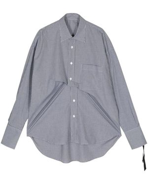 Marina Yee Check-Print Draped Cotton Shirt - Grey