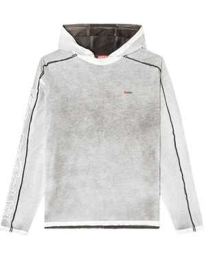 DIESEL Cotton Hoodie With Colour Spray - Grey