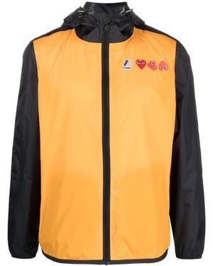 COMME DES GARÇONS PLAY Logo Hooded Windbreaker Jacket - Orange