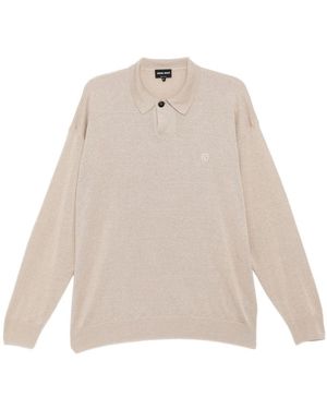 Giorgio Armani Logo-Embroidered Polo Shirt - Natural