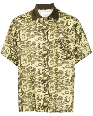 Toga Virilis Leopard Print Short-Sleeve Shirt - Metallic