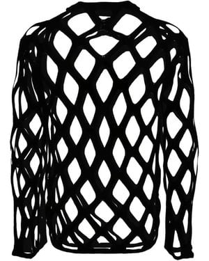COMME DES GARÇON BLACK Open-Knit Long-Sleeve Jumper - Black