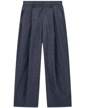Giorgio Armani Pleated Virgin-Wool Trousers - Blue