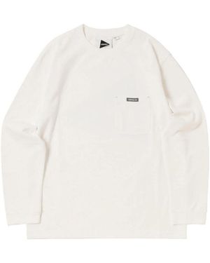 and wander Chest-Pocket Long-Sleeve T-Shirt - White