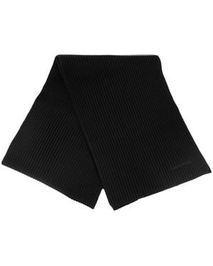 Lanvin Ribbed Logo Scarf - Black