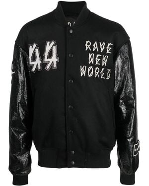 44 Label Group Grad Logo-patch Bomber Jacket - Black