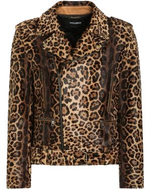 Dolce & Gabbana Leopard-Print Zipped Jacket - Brown