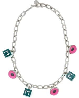 Marni Dice-Motif Charm Necklace - White