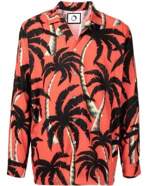 Endless Joy Palm Tree-Print Tencel Shirt - Red