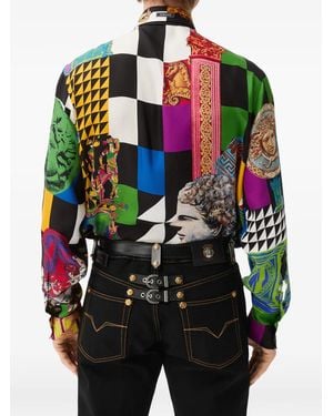 Versace Printed Silk Twill Regular Shirt - Black