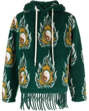 JORDANLUCA Cosmo Patterned-jacquard Drawstring Hoodie - Green