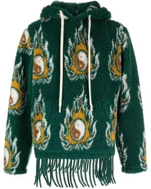 JORDANLUCA Cosmo Patterned-jacquard Drawstring Hoodie - Green
