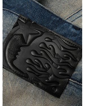HELLSTAR Paneled Frayed-Hem Shorts - Blue