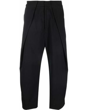 Balmain Draped Straight-Leg Cropped Pants - Blue