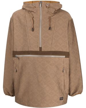 White Mountaineering Geometric Pattern Half-Zipped Jacket - Brown