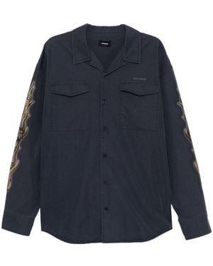 we11done Sleeve Graphic Pocket Shirt - Blue