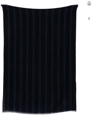 Brioni Vertical-Stripe Frayed Scarf - Black