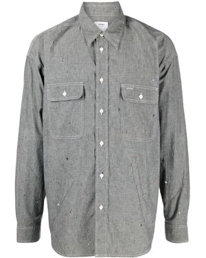 Visvim Logo-Print Paint-Splatter Shirt - Gray