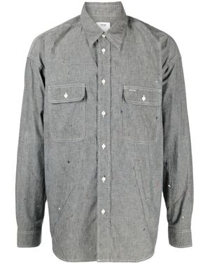 Visvim Logo-Print Paint-Splatter Shirt - Gray