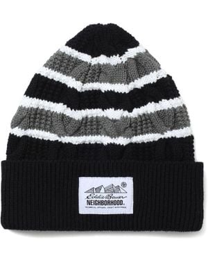 Neighborhood Striped Cotton Cap - Black