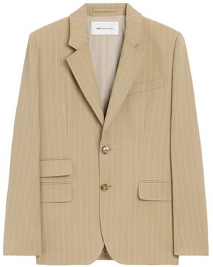 Ami Paris New Wool Single Breasted Boxy Jacket - Natural