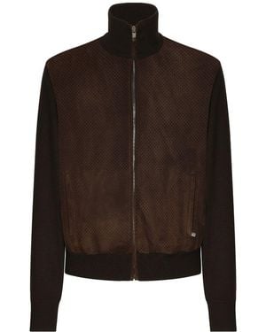 Dolce & Gabbana Jacket With Suede Front - Brown