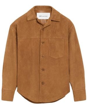 Ami Paris Suede Buttoned Overshirt - White