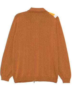 Kiton Stripe-Detail Zip-Up Cardigan - Brown