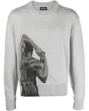 Honey Fucking Dijon Intarsia-Knit Wool-Blend Jumper - Grey