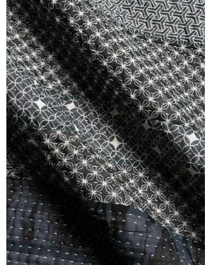 Maharishi Sashiko Maha Rice Patchwork Quilted Blanket - Black