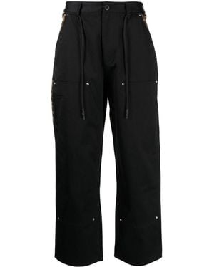 Clot Carpenter Leopard-Print Trim Pants - Black