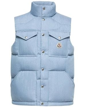 Moncler Ervional Padded Logo-Patch Vest - Blue