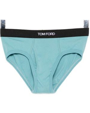 Tom Ford Logo-Waistband Briefs - Blue
