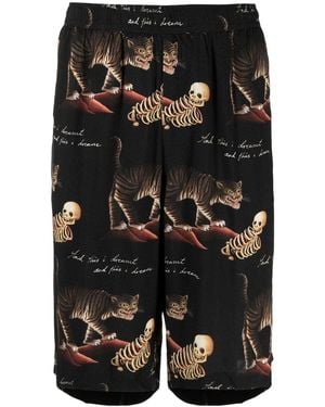 Endless Joy Dreamt Motif-Print Bermuda Shorts - Black