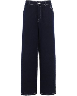 Barrie Contrast-Stitch Wool Pants - Blue