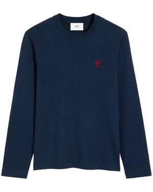 Ami Paris Ami De Coeur Long-Sleeved T-Shirt - Blue