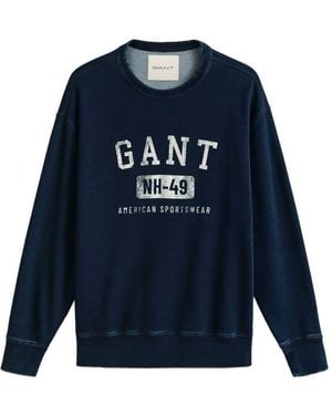 GANT Logo-Print Crew-Neck Sweatshirt - Blue