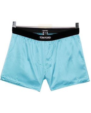 Tom Ford Logo-Patch Boxer Shorts - Blue