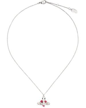 Vivienne Westwood New Diamante Heart Pendant Necklace - White