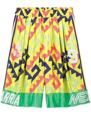 adidas X Willy Chavarria Aop Goalkeeper Geometric-Print Side-Stripe Shorts - Green